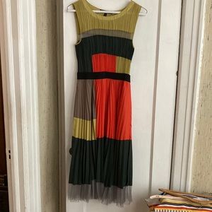BCBG Max Azria pleated color block dress size xxs